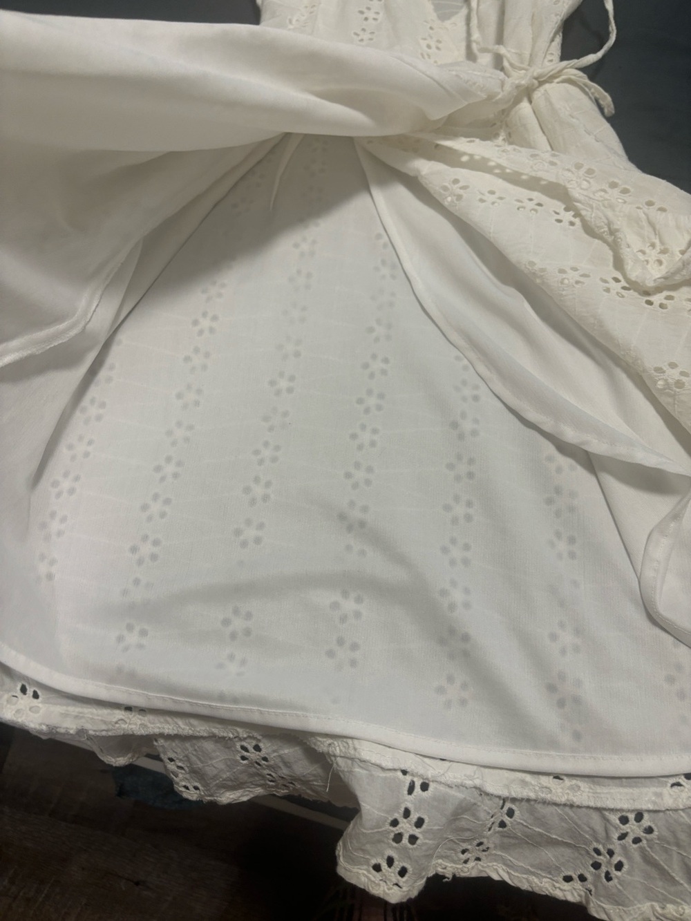 Japna White Eyelet Cotton Top with Floral Cutwork